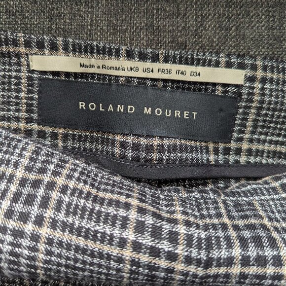 Roland Mouret Tayport Checked Bamboo Wide-leg Pants In Gray - Picture 4 of 16